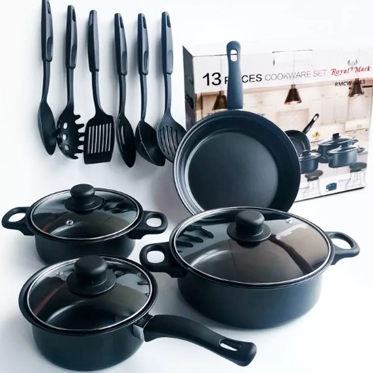 BATERIA DE COCINA CON UTENSILIOS 13 PZAS