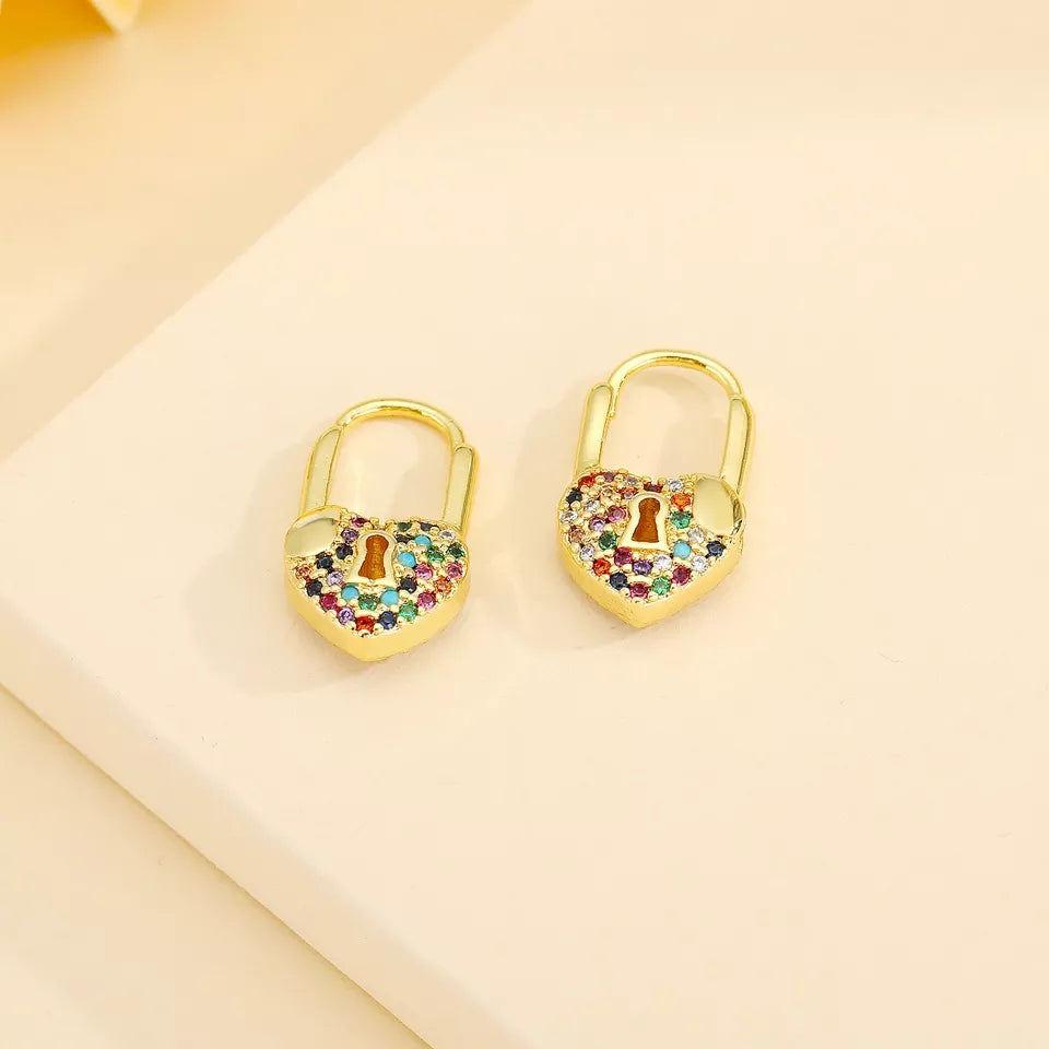 Aretes Candado Corazon